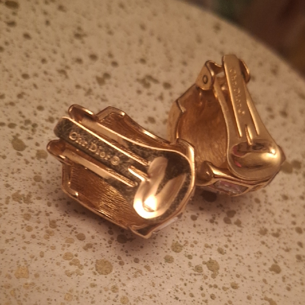 Christian Dior Gold Clip-On Earrings.